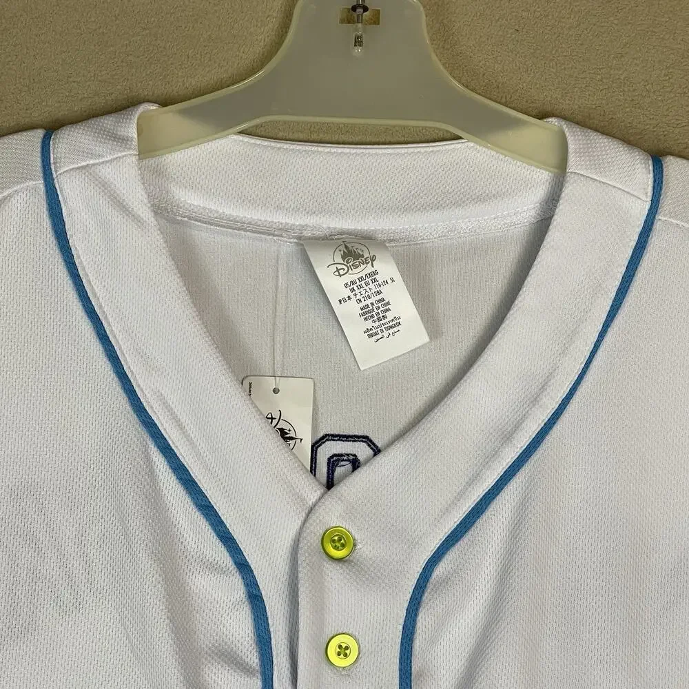Disney Monster Inc‎ Jersey Mens XXL White Wazowski Embroidered Graphic Button Up